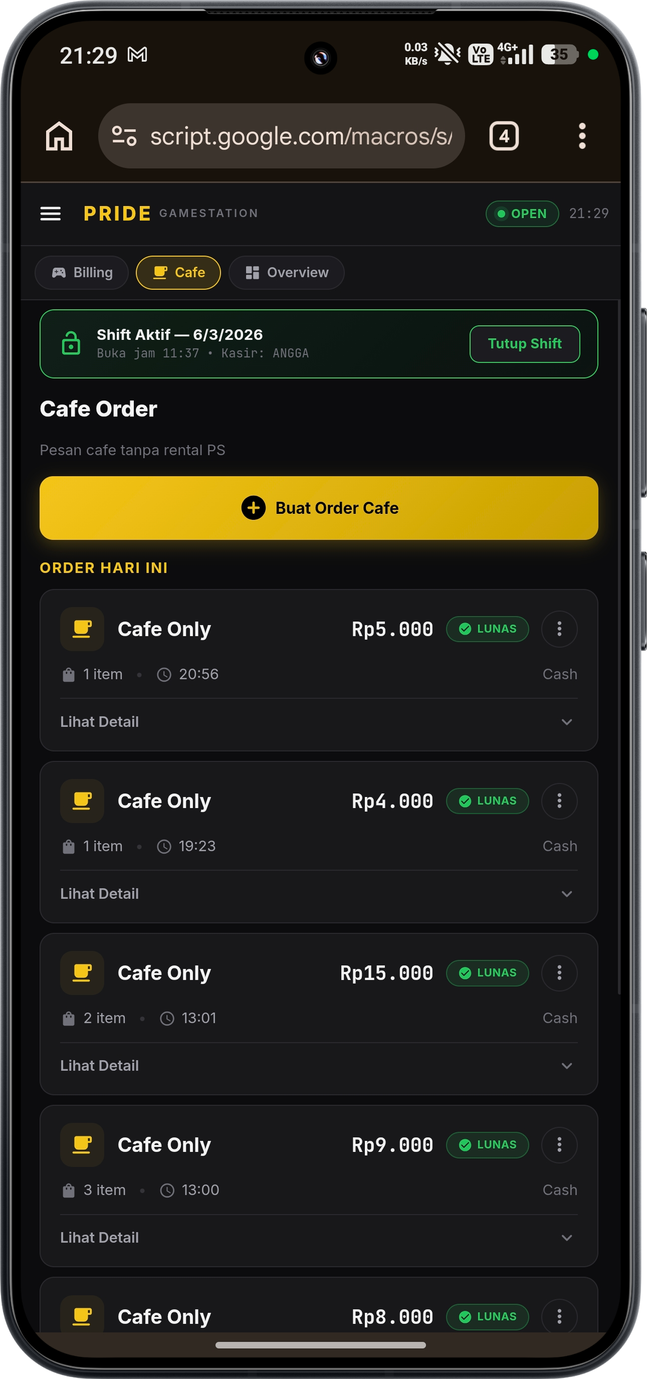 Cafe Order