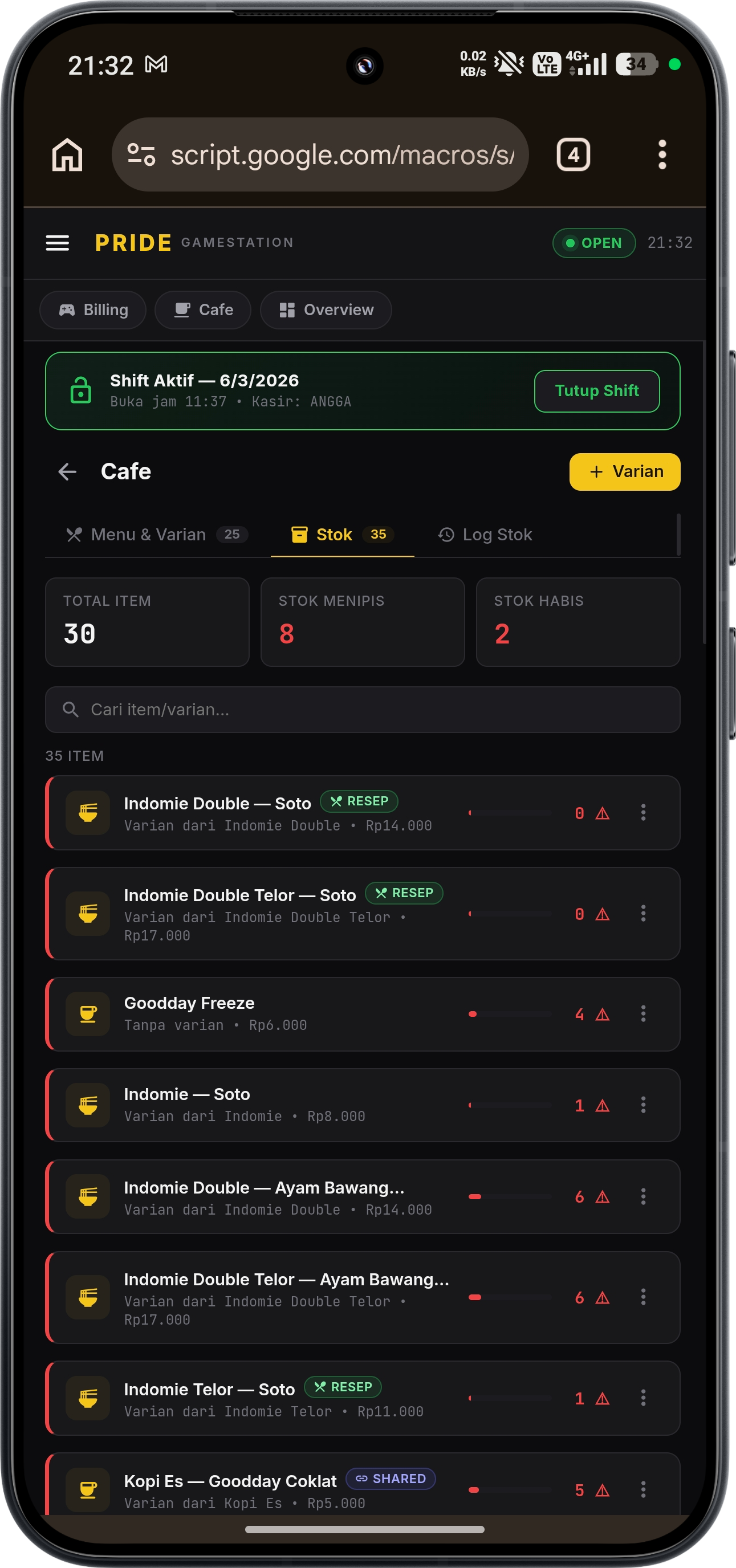 Monitoring Stok